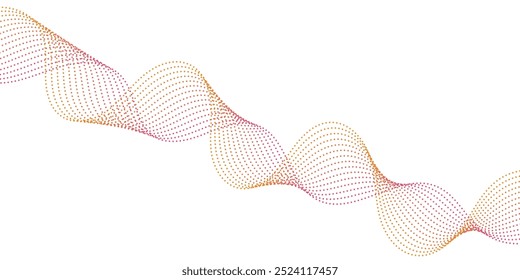 Abstract background with dots and waves. Medium banner size. Element for design isolated on white. Vector background for brochure, poster. Orange and pink gradient