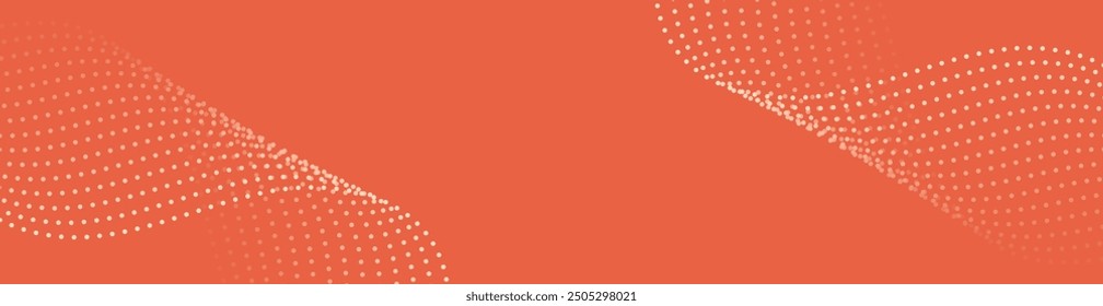 Abstract background with dots and waves. Web banner size. Element for design. Vector background for brochure, booklet, flyer, poster. Orange color