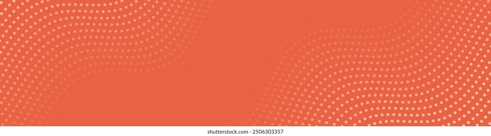 Abstract background with dots and waves. Web banner size. Element for design. Vector background for brochure, booklet, flyer, poster. Orange color