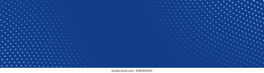 Abstract background with dots and waves. Web banner size. Element for design. Vector background for brochure, booklet, flyer, poster. Blue color