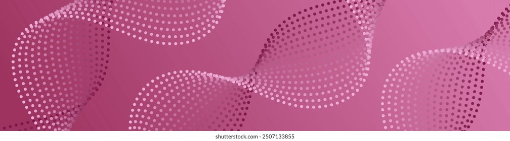 Abstract background with dots and waves. Web banner size. Element for design. Vector background for brochure, booklet, flyer, poster. Pink color