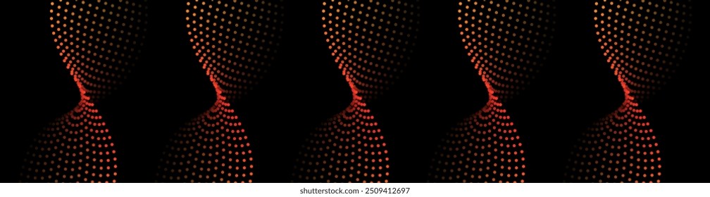 Abstract background with dots and waves. Web banner size. Element for design. Vector background for brochure, booklet, flyer, poster. Black, red and yellow gradient