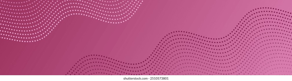 Abstract background with dots and waves. Web banner size. Element for design. Vector background for brochure, booklet, flyer, poster. Pink color