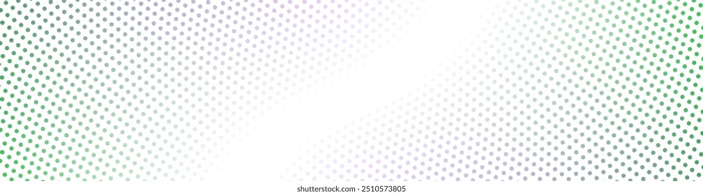 Fundo abstrato com pontos e ondas. Tamanho do banner da Web. Elemento de design. Fundo vetorial para brochura, livreto, folheto, cartaz. Gradiente verde, rosa e branco