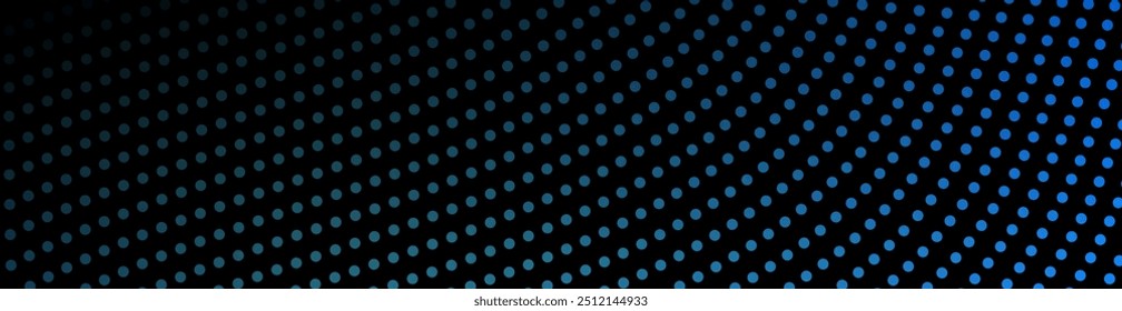 Abstract background with dots and waves. Web banner size. Element for design. Vector background for brochure, booklet, flyer, poster. Black and blue gradient