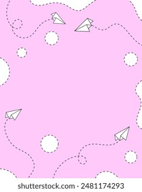 Abstract background with dotted arrows and circles. Place for text. Vector illustration.