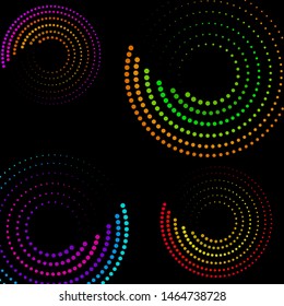 Abstract background with dotted circles. Colorful dots in circular form