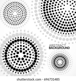 Abstract background with dotted circles. Dots in circular form. Vector design backdrop