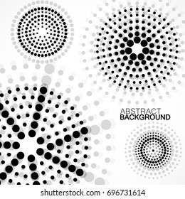 Abstract background with dotted circles. Dots in circular form. Vector design backdrop