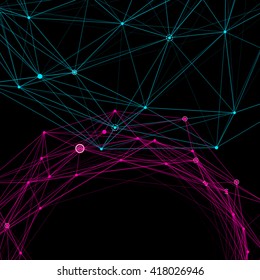 Abstract background with dotted grid and triangular cells