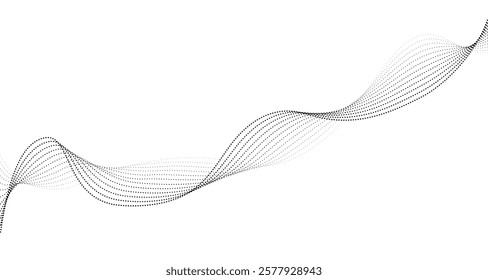 Abstract background with dotted halftone wavy lines. Vector illustration of smooth wave blend lines for modern design projects.