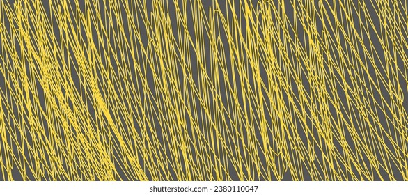 Abstract background drawn with pencil. Yellow doodles and stroke on grey background