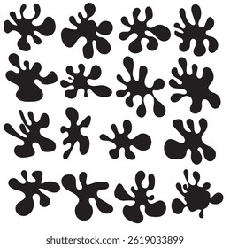 Abstract background, drops of black paint on a white canvas.