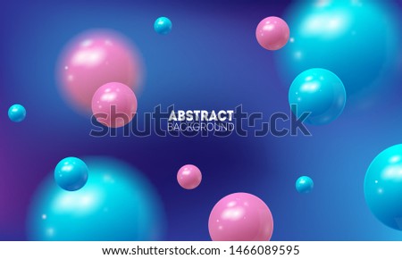 Abstract background dynamic 3d balls. Plastic pastel blue and pink bubbles. 