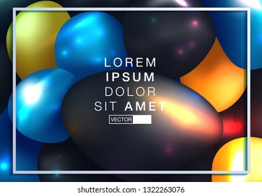 Abstract background with dynamic 3d spheres. White and silver bubbles. Vector illustration