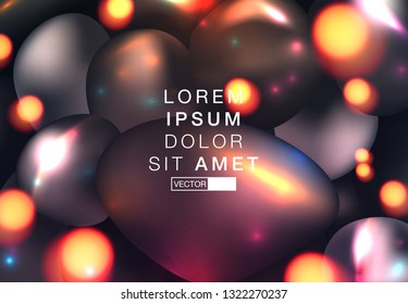 Abstract background with dynamic 3d spheres. White and silver bubbles. Vector illustration