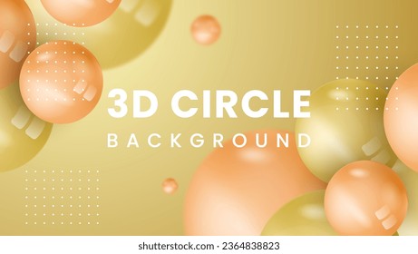 Abstract background with dynamic 3d spheres. Gold bubbles.3d Circle gold of glossy balls. modern trendy banner design Premium Vector
