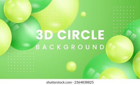 Abstract background with dynamic 3d spheres. Green bubbles.3d Circle Green of glossy balls. modern trendy banner design Premium Vector