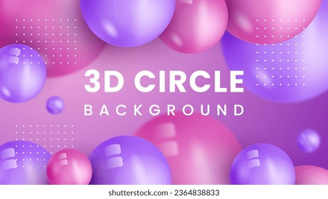 Fondo abstracto con esferas 3d dinámicas. Burbujas violetas.3d Violeta circular . de bolas glosas. diseño moderno de banners Premium Vector