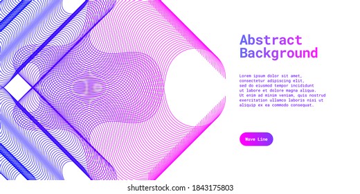 Fondo abstracto con líneas de onda dinámicas de degradado azul y violeta. Ilustración vectorial. Adecuado para uso, portada de libro, cubierta de cd, volante, afiche, fondo de sitio web o página de inicio