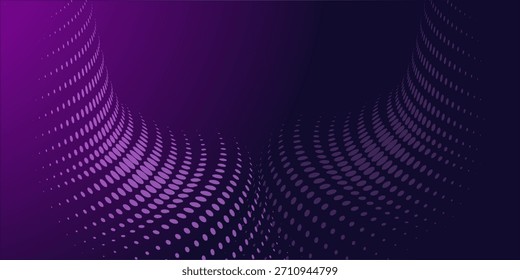 Abstract background with dynamic color wave. Futuristic dotted wave of bright particles. Colorful background for presentation design. Wide format vector illustration. Weave effect.

