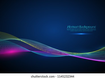 Abstract Background with Dynamic Colorful Particle sound waves