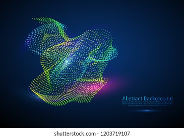 Abstract Background with Dynamic Colorful Particle sound waves