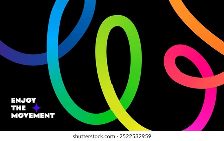 Abstract Background with Dynamic Colorful Swirl Line Shapes. Vector Geometric Pattern with Squiggle Gradient Elements.