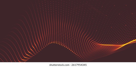 Fondo Abstractas con onda colorida dinámica. Onda punteada futurista de partículas brillantes. Fondo colorido para el diseño de la presentación. Ilustración vectorial de gran formato. Efecto Plexo