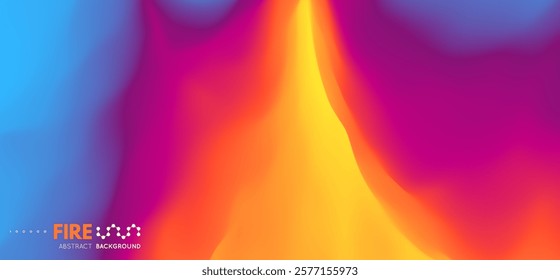 Abstract background with dynamic effect. Design with bright gradients. Volcano eruption with lava. Flame of burning fire. Flash of lightning. Vector illustration for advert, marketing, presentation. 