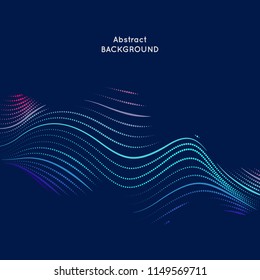 Abstract background with dynamic elements of waves and points. Modern vector design.