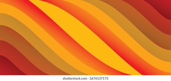 Abstract Background with Dynamic Flowing Waves of Red, Orange, and Yellow