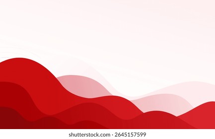 abstract background with dynamic, flowing wavy shapes in red and white. It evokes the colors of the Indonesian flag, making it ideal for national celebrations, patriotic themes