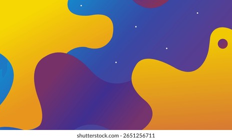 Abstract background with dynamic fluid shapes and dots on a rich yellow and gold gradient. A bright and energetic design with a futuristic, space-like feel.