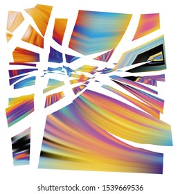 Abstract background with dynamic flying fragments. Glass geometric polygon shapes Broken motion parts.