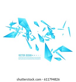Abstract background with dynamic flying fragments.