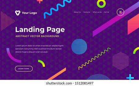 Resumen de fondo de formas geométricas dinámicas página de aterrizaje del sitio web o patrón de banner ilustración vectorial de estilo moderno. Composición de líneas tecnológicas para la portada de afiches y el fondo del sitio web.