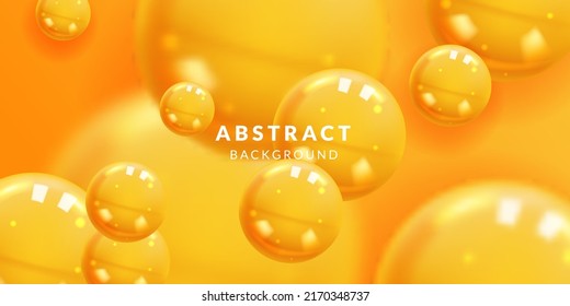 Abstract Background with dynamic glossy 3d realistic yellow Spheres ball for fun creative element