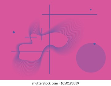 Abstract background with dynamic linear waves. Vector illustration in flat minimalistic style