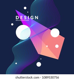 Abstract background with dynamic linear waves. Vector illustration in flat minimalistic style