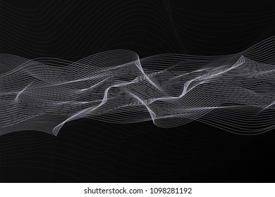 Abstract background with dynamic linear waves. Stylized lines element for design.