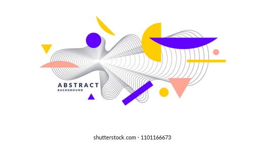 Abstract background with dynamic linear waves. Vector illustration in flat minimalistic style Abstract background with dynamic linear waves. Vector illustration in flat minimalistic style
