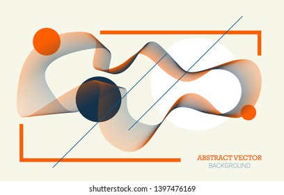 Abstract background with dynamic linear waves. Vector illustration in flat minimalistic style