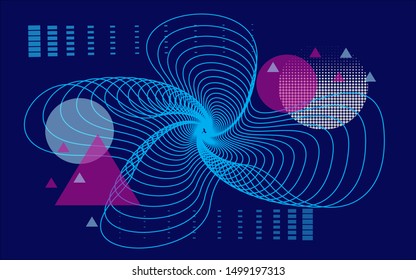 Abstract background with dynamic linear waves. Vector illustration in flat minimalistic style. Template ready for use in web or print design.
