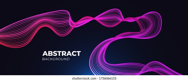 Abstract Background with Dynamic Linear Waves and Shining Light. Science and Technology Background Suitable for Banners, Posters, Covers, Layout, Web, Pages or Wallpaper