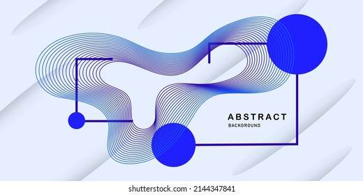 Abstract background with dynamic linear waves and circles. Vector illustration in flat minimalistic style- EPS 10