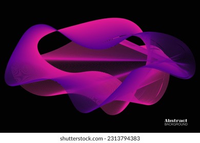 Abstract background with dynamic linear waves. Vector illustration in flat minimalistic style. isolated on dark background.