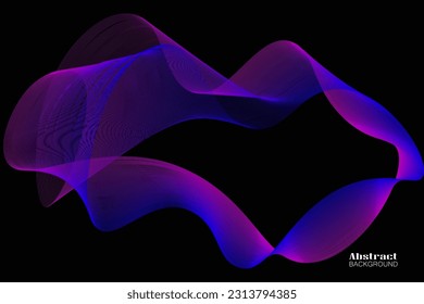 Abstract background with dynamic linear waves. Vector illustration in flat minimalistic style. isolated on dark background.