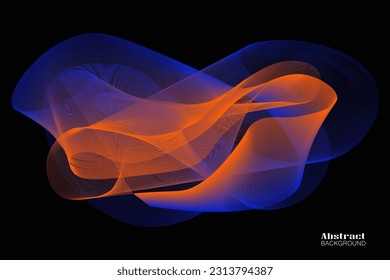 Abstract background with dynamic linear waves. Vector illustration in flat minimalistic style. isolated on dark background.