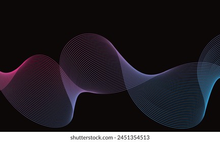 Abstract background with dynamic linear waves. Vector illustration in flat minimalistic style. Dynamic sound wave. Design element. Vector illustration.